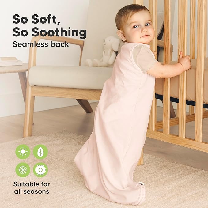 2-Pack Organic Baby Sleep Sacks, 100% Cotton - Soft & Breathable 0.5TOG Baby Wearable Blanket, Toddler Sleeping Sack 6-18 months, Easy to Wear Transitional Swaddles for Newborns,Infants(Mist Rose, M)
