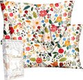 Silk Pillowcase 2 Pack - Pillow Cases 20" x 36" King Size Set of 2 for Hair and Skin Smooth Soft Breathable with Hidden Zipper Cooling Pillow Covers for Sleeping, Beige Floral