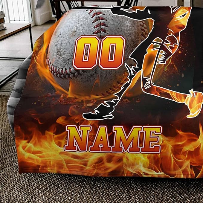 Ship Next Day, Personalized Balls Blanket with Name for Boys Girls, Sports Fan Throw Blanket - Basketball, Baseball, Football, Soccer, Custom Gift for Birthday Christmas, Cool for Baby, Kids,Teens