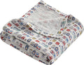 NTBAY 2 Layer Muslin Cotton Baby Swaddle Blanket, 42x60 Soft and Breathable Receiving for Newborns and Infants, Perfect for Crib, Stroller, Travel, Lightweight Nursery Blanket, Cartoon Train