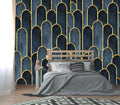 XMPMBM-Gold Geometrical Textured Fabric Wallpaper Abstraction Dark line Living Room Bedroom Bathroom Wall Mural-W 154" X H 105"（112 Square Foot）