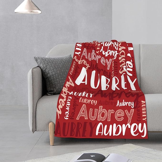Dr.TOUGH Personalized Blankets with Name Customized Baby Blankets for Girls Boys Adults Monogrammed Blankets and Throws Christmas Birthday Mothers Fathers Valentines Day Gift (Red,60''×80'')