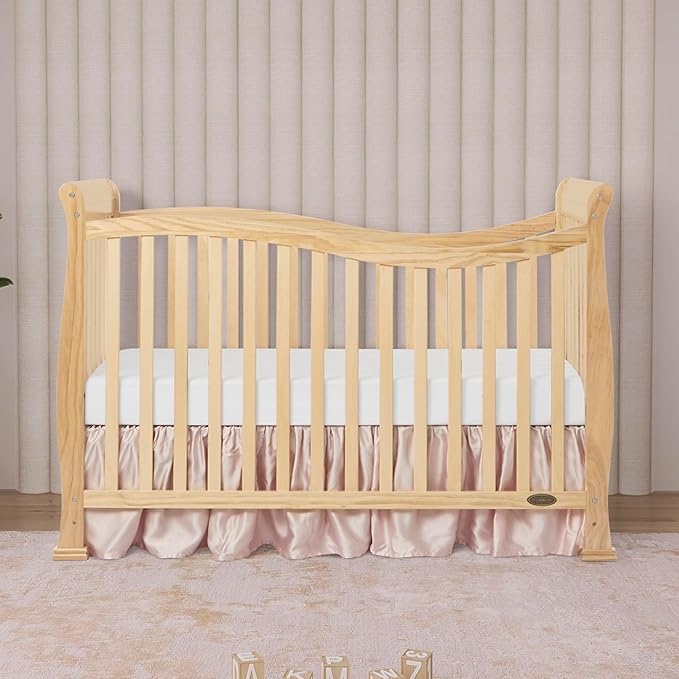 Dream On Me Violet 7-in-1 Convertible Full-Size Baby Crib with Toddler, Day & Full Bed Conversion in Steel Grey, GreenGuard Gold & JPMA, 4 Mattress Heights, Sustainable Pinewood