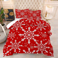 Comforter Set Christmas Snowflake: Twin Size Xmas White Snowflakes Red Bedding Sets for Kids Teen Girls Winter Snow Festival Bedroom Decor Bed Set 1 Comforter & 1 Pillowcase