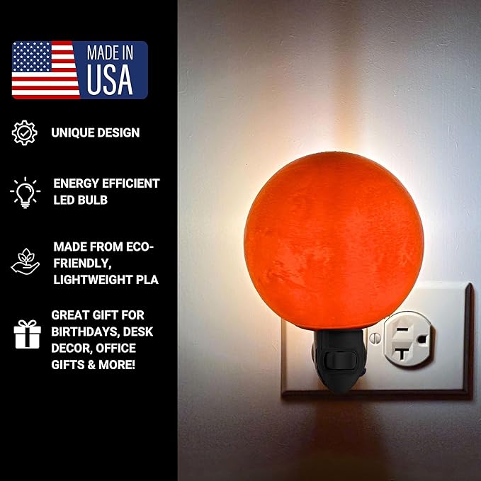 Mars Night Lights | 6" Mars Night Lamp LED Light | 3D Solar System NightLight, Planet Home Décor, Space Nursery, Kids Room, Space Gift, Birthday Gifts, Bedroom Decorations