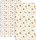 Crib Sheets for Boys and Girls, 2 Pack Fitted Baby Sheets for Standard Toddler Mattress 28" x 52", Soft Breathable Jersey Knit Baby Bedding (Bee Happy)
