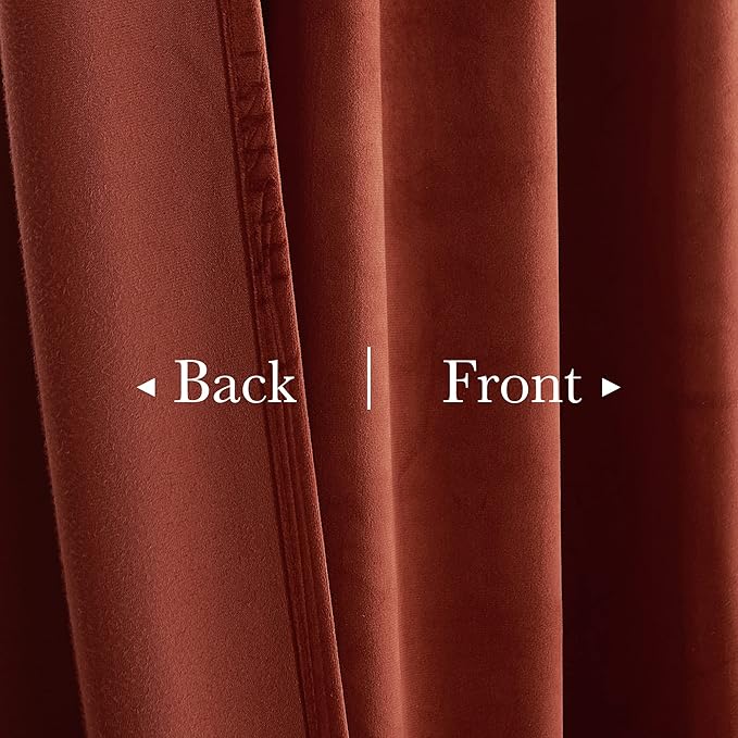 StangH Theater Velvet Curtains, Rust Red Home Decor Blackout Privacy Drapes 96 inches for Christmas Backdrops/Living Room/Bedroom, W52 x L96, 2 Panels