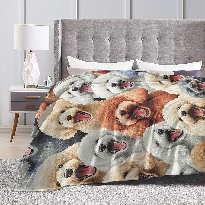 Poodle Golden Doodle Blanket Goldendoodle Throw Blankets for Girls Boys Soft Warm Fleece Flannel Poodle Animal Throws Gifts for Men Women Cozy Fuzzy Poodles Plush Stuffed Bed Bedding Decor 50"x40"