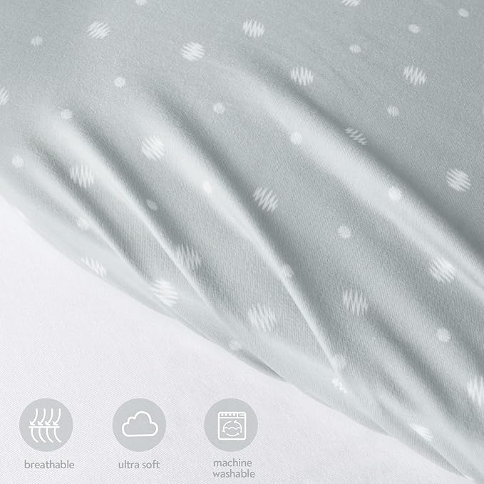 Bassinet Sheets 2 Pack, Fit for Halo BassiNest Swivel, Glide, Flex Sleeper, 4moms Mamaroo Sleep Bassinet, Baby Boy/Girl, Ultra Soft & Super Stretchy, White & Grey Ball,18" x 30"