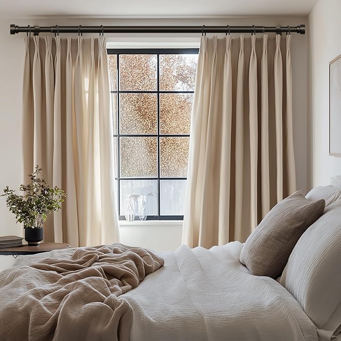 2 Pack Modern Brown Curtain Rods Set for Windows 66 to 120 Inches Adjustable Length Heavy Duty 1" Diameter Window Curtain Rod with Decorative Finials for Outdoor Bedroom Kitchen Living Room