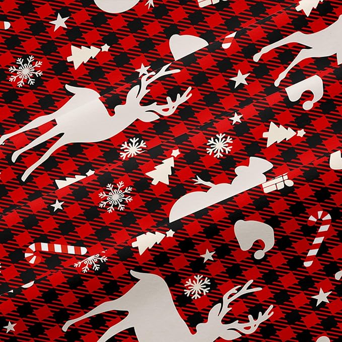 Christmas Duvet Cover King Size Red Gingham Christmas Bedding Set Kids Boys Girls Xmas Black Plaid Bow Pattern Comforter Cover 3 Pieces with Zipper Closure (No Comforter)
