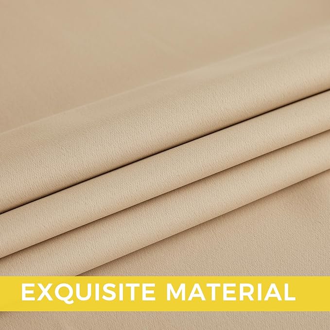 NICETOWN Beige Room Darkening Curtains 96 Inches Long 2 Panels for Living Room, Bedroom, Nursery Summer Thermal Insulated Blackout Drapes Grommet Noise Reducing Window Curtains, W40