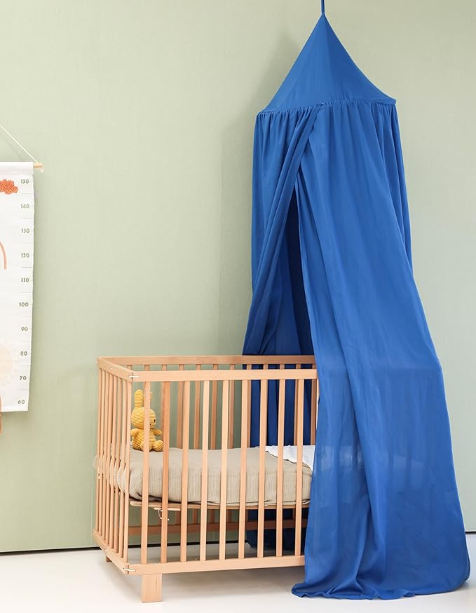 Blue Kids Bed Canopy for Child Bedroom | Nursery Crib Hanging Curtain | Baby Mosquito Net Bedding for Boys Play Room Decoration | Reading Nook Canopies Toddler Dome Tent