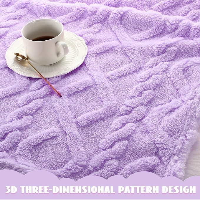 VitalCozy 4 Pcs Soft Fleece Baby Blankets Set 30" x 40" 3D Plush Warm Nursery Swaddling Bed Blanket Little Boys Girls Infant Toddlers and Newborn Receiving Gifts Blankets(Purple Set)