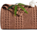 PHF Cooling Waffle Blanket Twin Size, Lightweight 60% Rayon Derived from Bamboo & 40% Cotton Breathable Blanket for Hot Sleepers, Soft and Luxury for Bed Couch and Sofa, 66"x90", Burnt Umber