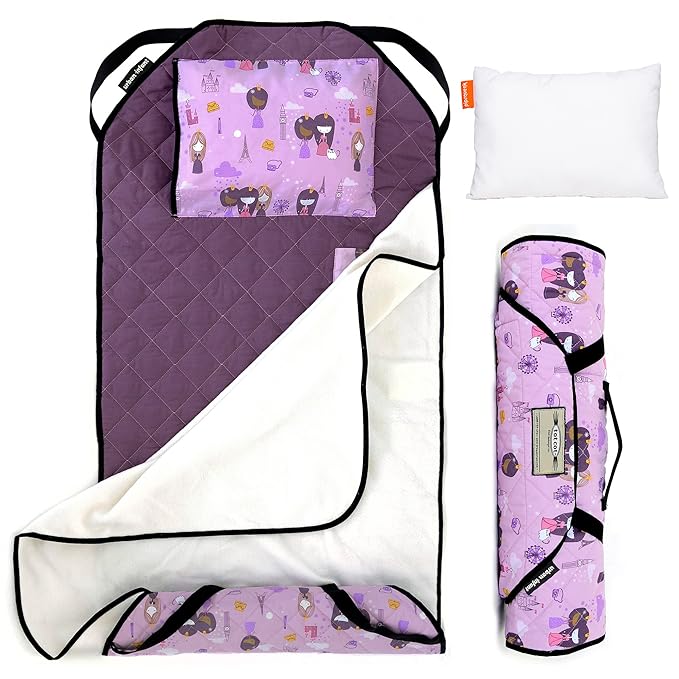Personalized Tot Cot Kids Nap Mat - Toddler Preschool Daycare Bedding Cover with Blanket and Pillow - Ages 2 Yrs to 5 Yrs