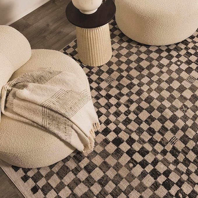 Hauteloom Benjy Hallway, Kitchen Runner Rug - Contemporary - Cream, Charcoal - 2'7" x 7'3"