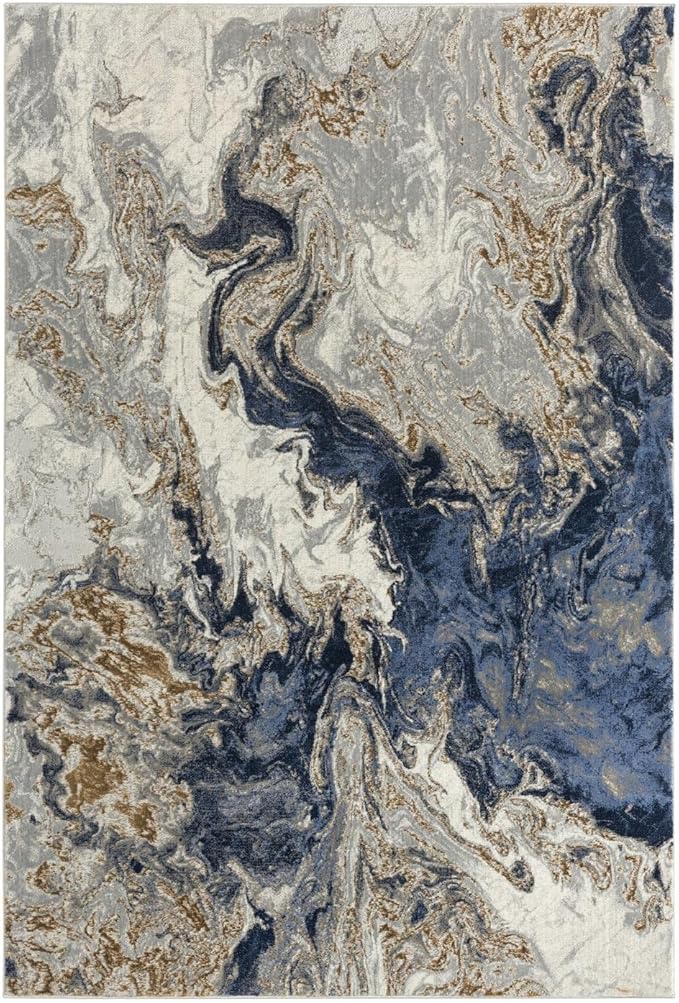 LUXE WEAVERS Marble Swirl Abstract Area Rug, Blue 9x12