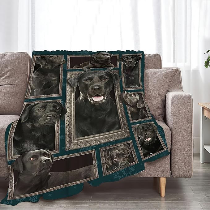 Labrador Retriever Dog Blanket Gifts and Decor - Cute Throw for Girls, Women, Kids, Adults - Soft Warm Cozy Fleece for Couch, Sofa, Bed 50"x40"