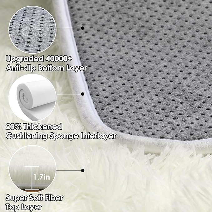 ONASAR Cream White 6x9 Area Rugs for Living Room Bedroom, Washable Large Fluffy Bedside Throw Rug, Soft Plush Shaggy Fuzzy Floor Carpet for Nursery Kids Girls Boys Teen Dorm Home Decor Aesthetic
