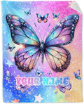 Personalized Butterfly Blanket for Girls - 30 x 40 Inches Soft Flannel Throw for Butterfly Lover - Kids Throw Blankets for Chair, Office