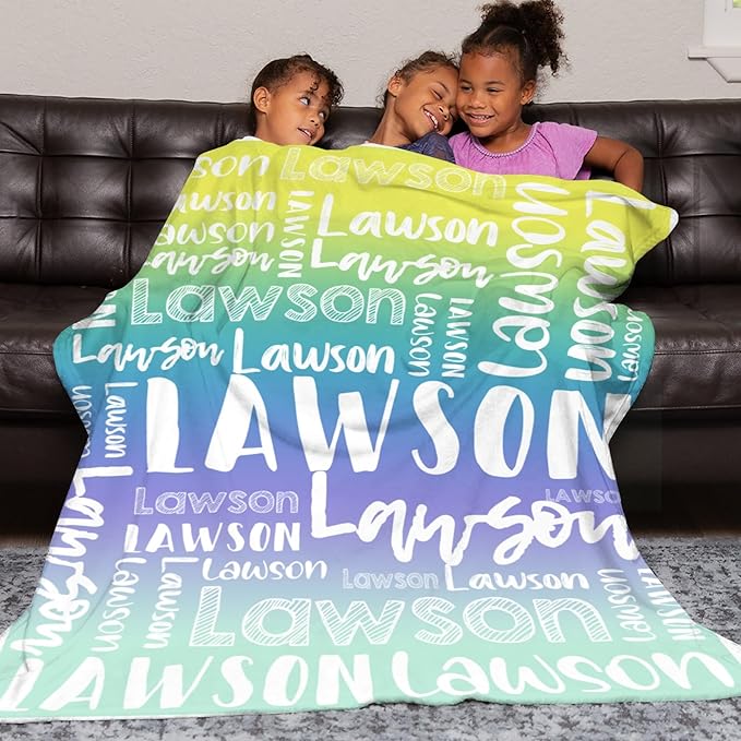 Dr.TOUGH Personalized Blankets with Name Customized Baby Blankets for Girls Boys Adults Monogrammed Blankets and Throws Christmas Birthday Mothers Valentines Day Gift (Z-Colorful 03, 50''×60'')