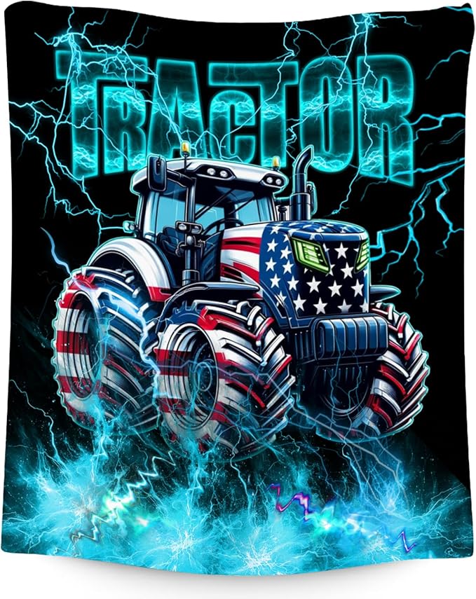 Kids Blanket Tractor Blankets Gifts for Toddler Boys, 30"x40" Fleece Soft Cozy Car Theme Throw for Couch Sofa