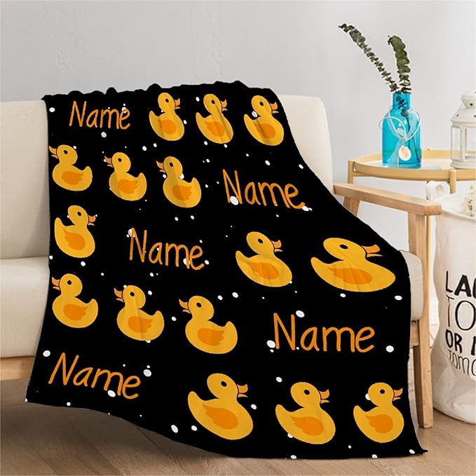 Custom Flannel Blanket with Text Cute Snowflake and Duck Customized Blankets Warm Unique Personalized Throw Souvenirs Gift of Love