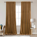 StangH Blackout Gold Brown Velvet Curtains for Bedroom, Back Tab Heat Resistant Privacy Window Drapes Halloween Holiday Home Decoration for Kitchen, W62 x L84, 2 Panels
