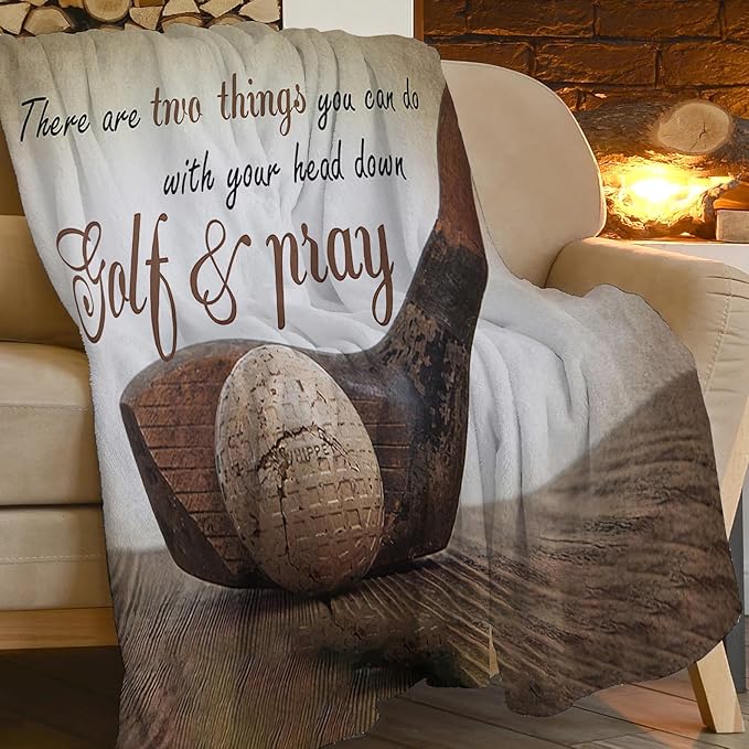 Golf Blanket for Girls Boys Fans Sports Throw Blankets Soft Cozy Warm Fuzzy Fleece Inspirational Quotes Golf Ball Bedding Flannel Throws Stuff Gifts Kids Men Women Bedroom Decor 80"x60"