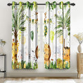 Renaiss 52 x 63 Inch Rainforest Safari Animal Curtains African Jungle Tropical Lions Tigers Elephants Giraffes Palm Trees Pattern Polyester Fabric Grommet Window Drapes for Nursery Bedroom 2 Panels