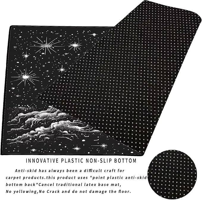 Space Rug for Kids Room Black Galaxy Rocket Rugs for Boys Bedroom Stars Carpet Planet Throw Rugs for Teens Doormat Living Room,39 in x 79 in