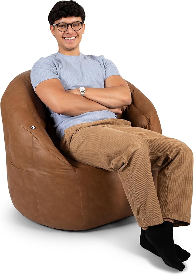 Big Joe Milano Beanbag Chair with Vibe Caramel Montana Leather