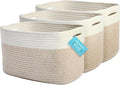 OrganiHaus Set of 3 Woven Storage Baskets for Shelves, Decorative Organizer Bins for Closet & Bathroom, Multipurpose Home Organization Baskets, Toy Storage Basket - Honey/Off-White, 15x9x10 inches
