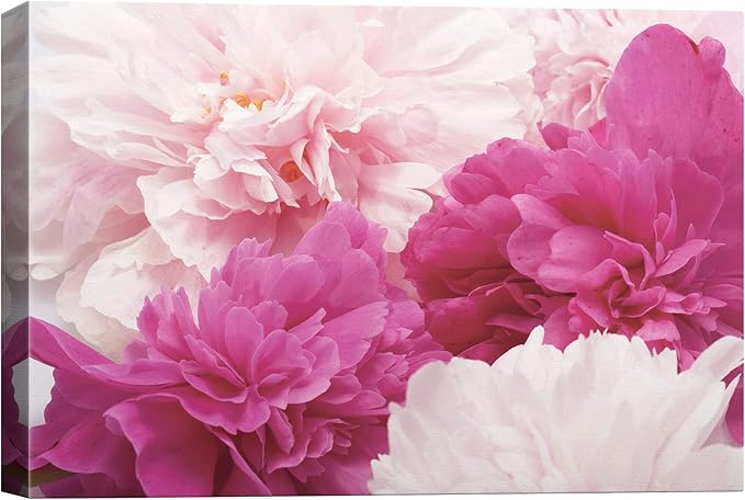 SIGNWIN Canvas Wall Art Bouquet of Blush Pink, Red and White Peony Floral Flower Photography Modern Art Romantics Closeup Relax/Calm Duotone for Living Room, Bedroom, Office - 12x18 inches