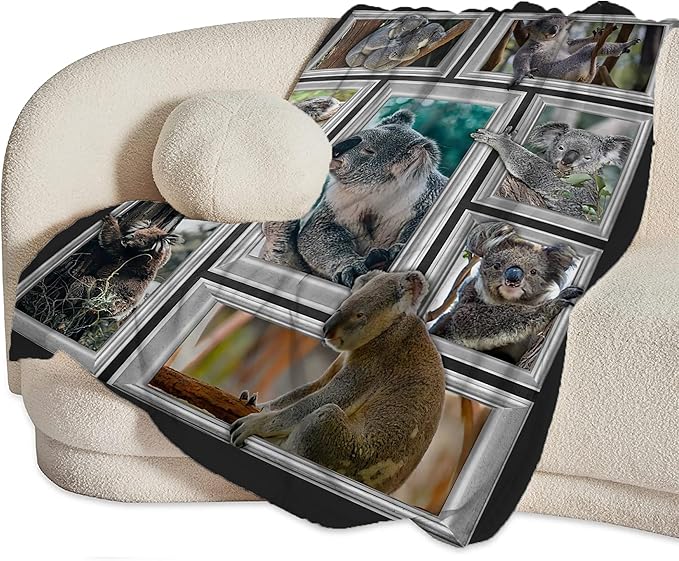 Koala Blanket Funny Koala Gifts for Girls Boys Woman Kids Koalas Lover Throw Blankets Soft Blanket Warm Fleece Flannel Plush Blankets for Bed Sofa Couch 50"x60"