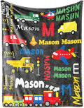 Personalized Blanket with Name for Boys, City Car Transport Custom Name Blanket, Soft Flannel Toddler Blankets Customized Gift for Newborn Baby Shower Birthday-30 x40