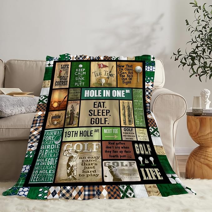 Tijuboni Golf Throw Blanket Golf Gifts for Men Women Girls Boys Kids Adults Soft Flannel Fleece Blanket for Couch Sofa Bed Home Decor 50"x60"