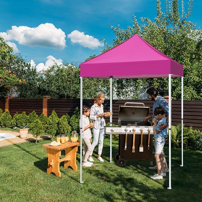 EAGLE PEAK 5x5 Pop Up Canopy Tent Instant Outdoor Canopy Easy Set-up Straight Leg Folding Shelter, Pink