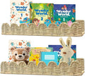 Nursery Book Shelves, 2Pcs Artisanal Natural Rattan Scalloped Book Shelf for Kids Rooms, Rattan Wall Shelves for Books, Toys, Photo Frames, Nursery, 15.8 x 4 Inch