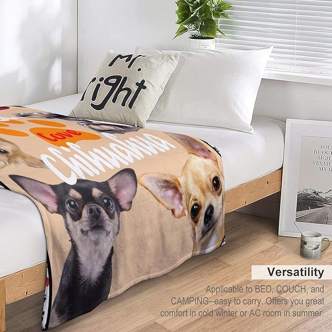 Chihuahua Blanket Funny Chihuahua Dog Gifts for Girls Boys Woman Kids Dog Lover Throw Blankets Soft Blanket Warm Fleece Flannel Plush Blankets for Bed Sofa Couch 50"x60"