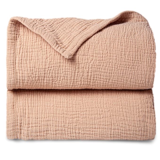 Lulu moon Muslin Quilt Blanket, Crib Blanket for Baby and Toddler,47x47 Inches(Pink)