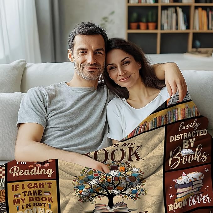Book Lovers Gifts, Gifts for Books Lovers Women Men, Bookish Gift for Readers, Reading Blanket, Librarian Gifts for Christmas, Book Club/Bookworm/Reading Gift, Literary Blanket 50"x60"