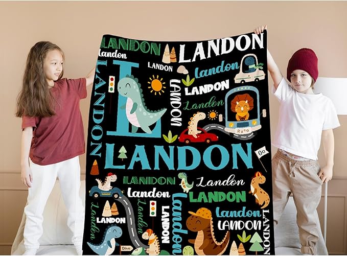 Custom Dinosaur Truck Blanket Gifts for Girls Boys Women - Super Soft Cozy Warm Throw Sheet for Couch Bed Sofa Office Decor All Season 40"x50" for Kids/Children