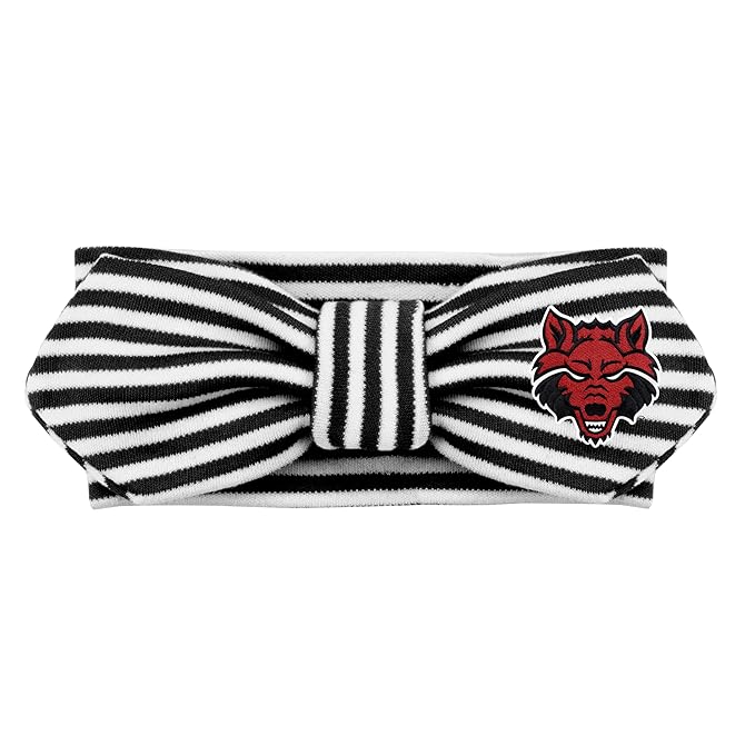 Creative Knitwear Arkansas State Red Wolves Infant Girls Black/White Striped Hair Knot Headband Embroidered Logo - Size Newborn - 4T