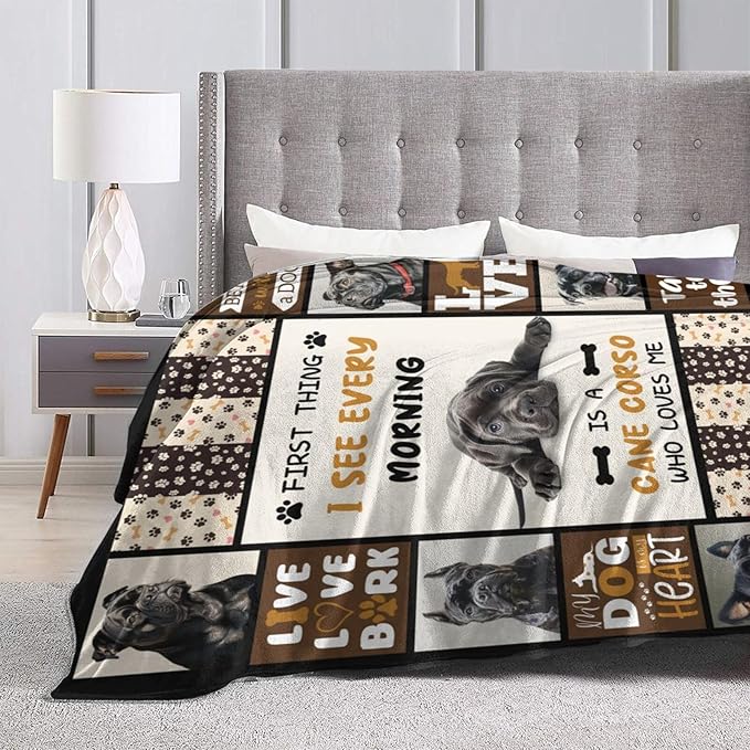 Cane Corso Blanket Cane Corso Decor Throw Blanket Super Soft Flannel Lightweight Fluffy Plush Fuzzy Fleece Stuff Blanket Gifts for Dog Lover Girl Woman Adults Man Boys Kids for Bedding Sofa 50"X60"