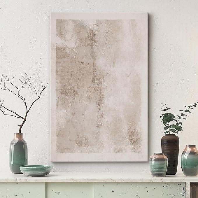 SIGNWIN Canvas Print Wall Art Faded Textured Brown & White Color Blocks Abstract Shapes Illustrations Minimalism Contemporary Nordic Decorative for Living Room, Bedroom, Office - 12"x18"