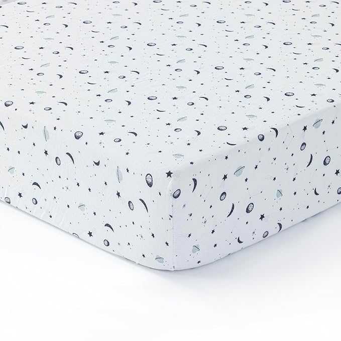 Dreamology Crib Sheets Cotton Boys, Girls, Soft & Breathable,1 Pack Baby Crib Sheet | 100% Muslin Cotton Crib Sheets for Standard Cribs, Toddler Bed Sheets, 28x52 Crib Mattress Sheets | Planets