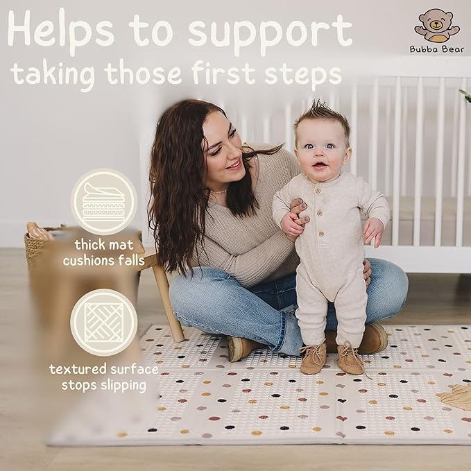 Baby Play Mat, Thick Foam Stars Design, Foldable Waterproof Mat for Crawling, Padded (79 x 59 Inches)