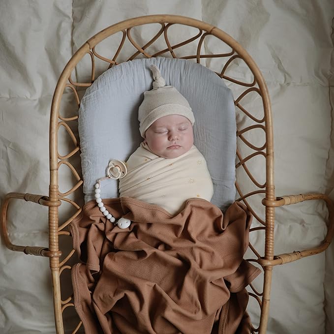 mushie Stretchy Baby Swaddle Blanket | Extra Soft & Snug Fit | 47"x47" (Sun)